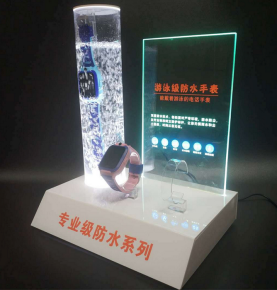 Acrylic Waterproof Children’s Smart Watch Display Stand with LED Light and Water Testing Cylinder