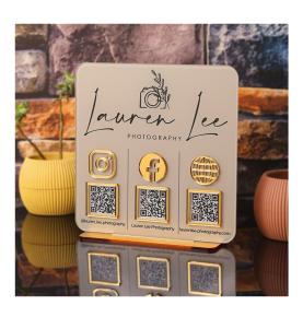 Custom Acrylic QR Code Display Stand – Desktop Sign Holder for Social Media, Tabletop Business Card & Menu Signage